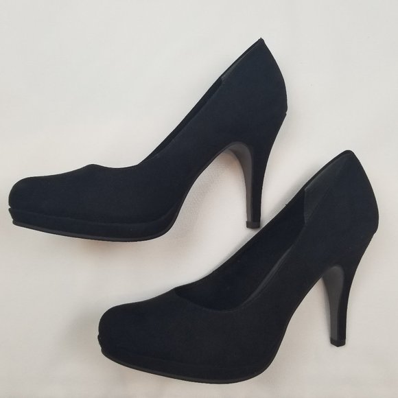 Tamaris Classic Black Suede Platform Pump Stiletto Heels sz 38 - Picture 3 of 8